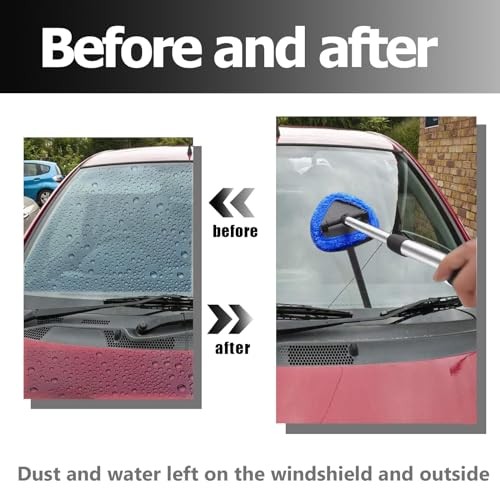 Car Windshield Cleaning Tools, Expandable Car Window Cleaner kit with 4 blue