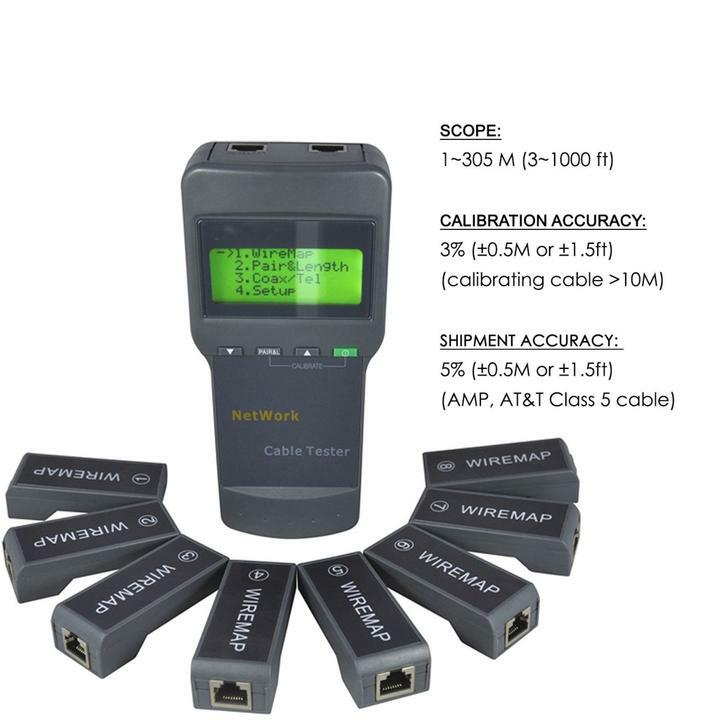 Network LAN Coaxial Wire Length Tester w/ 8 Remote Identifier Good FREE SHIPPING