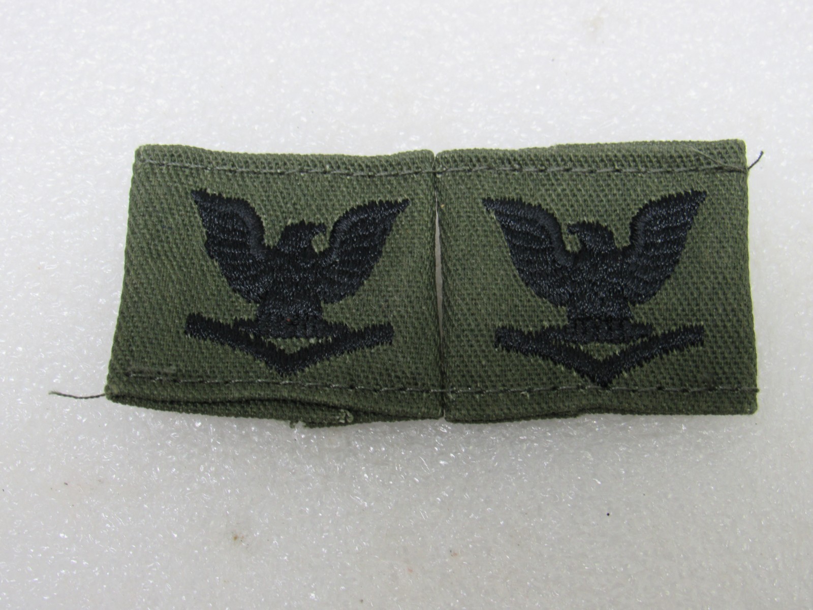 US Navy Petty Officer 3rd Class E-4 Sew-On Lapel Subdued Patch Set Uniform
