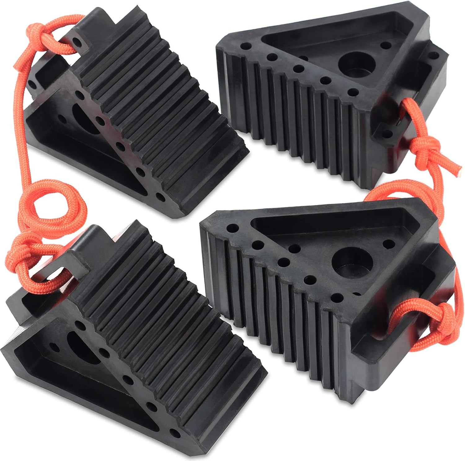 Premium Rubber Wheel Chocks with Carry Handles, Solid RV Tire for...