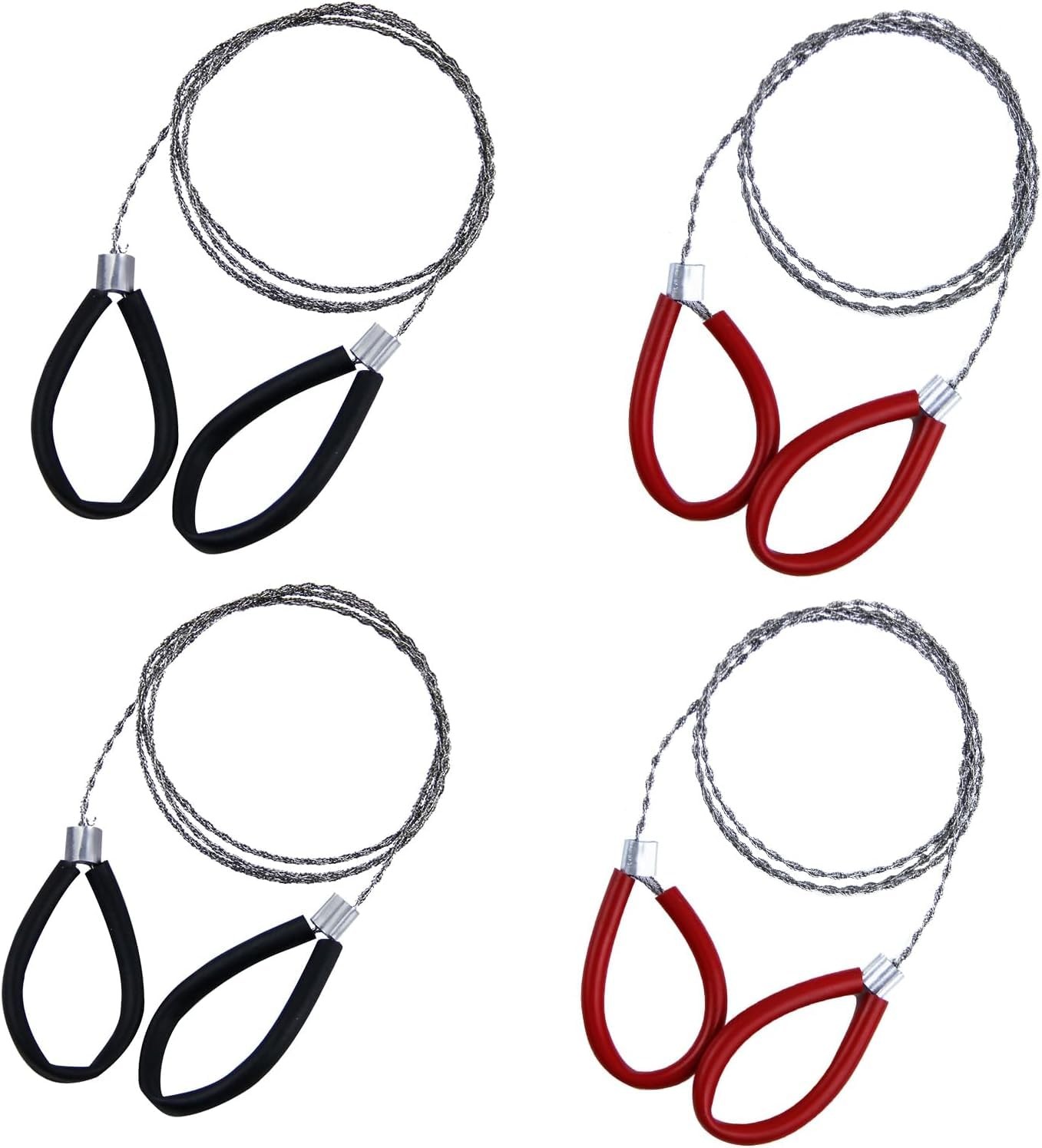 4 Pcs Stainless Steel Cable Saw, Metal Wire Saw Hand Pocket ['Red', 'Black']