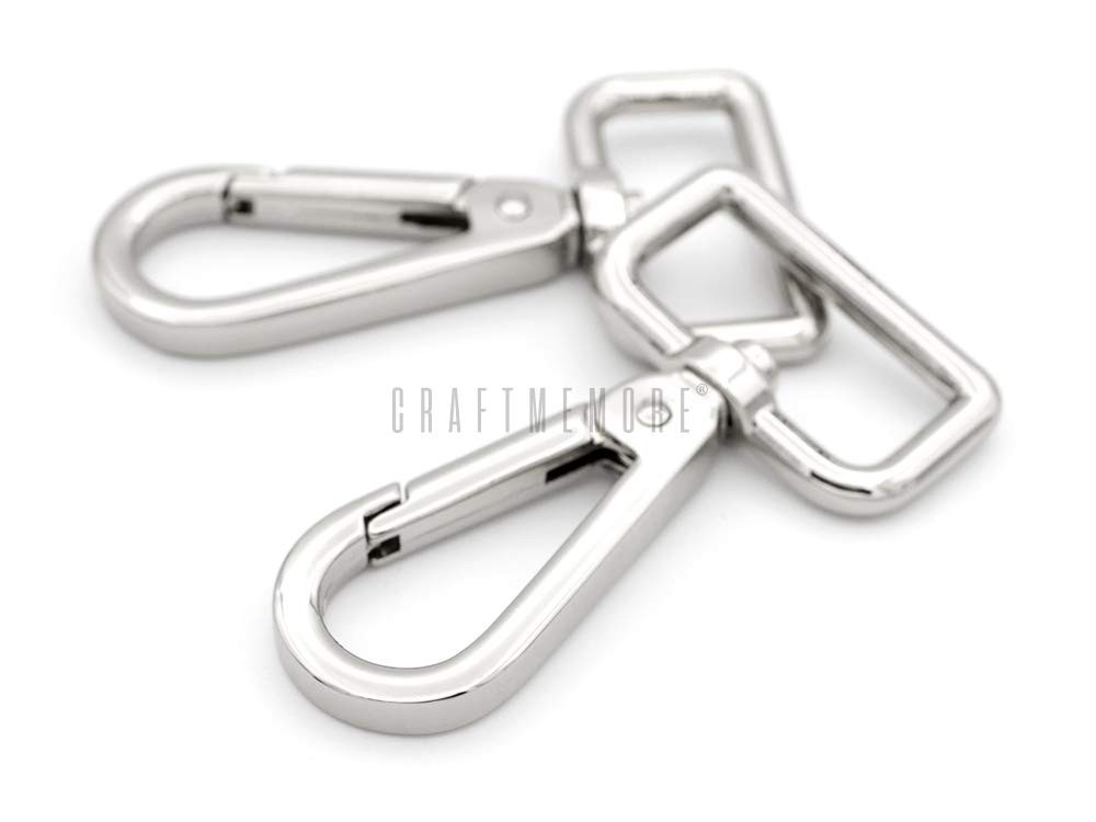 2 PCS 1 Inch Push Gate Snap Hooks Metal Swivel Lobster Claw Clasp Silver