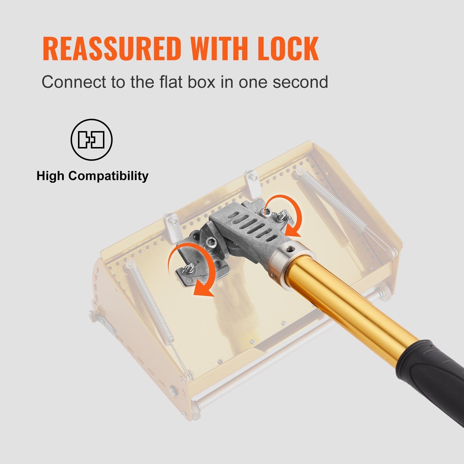 Drywall Flat Box Handle 40''-64'' 5 Section Adjustable Anodized Aluminum