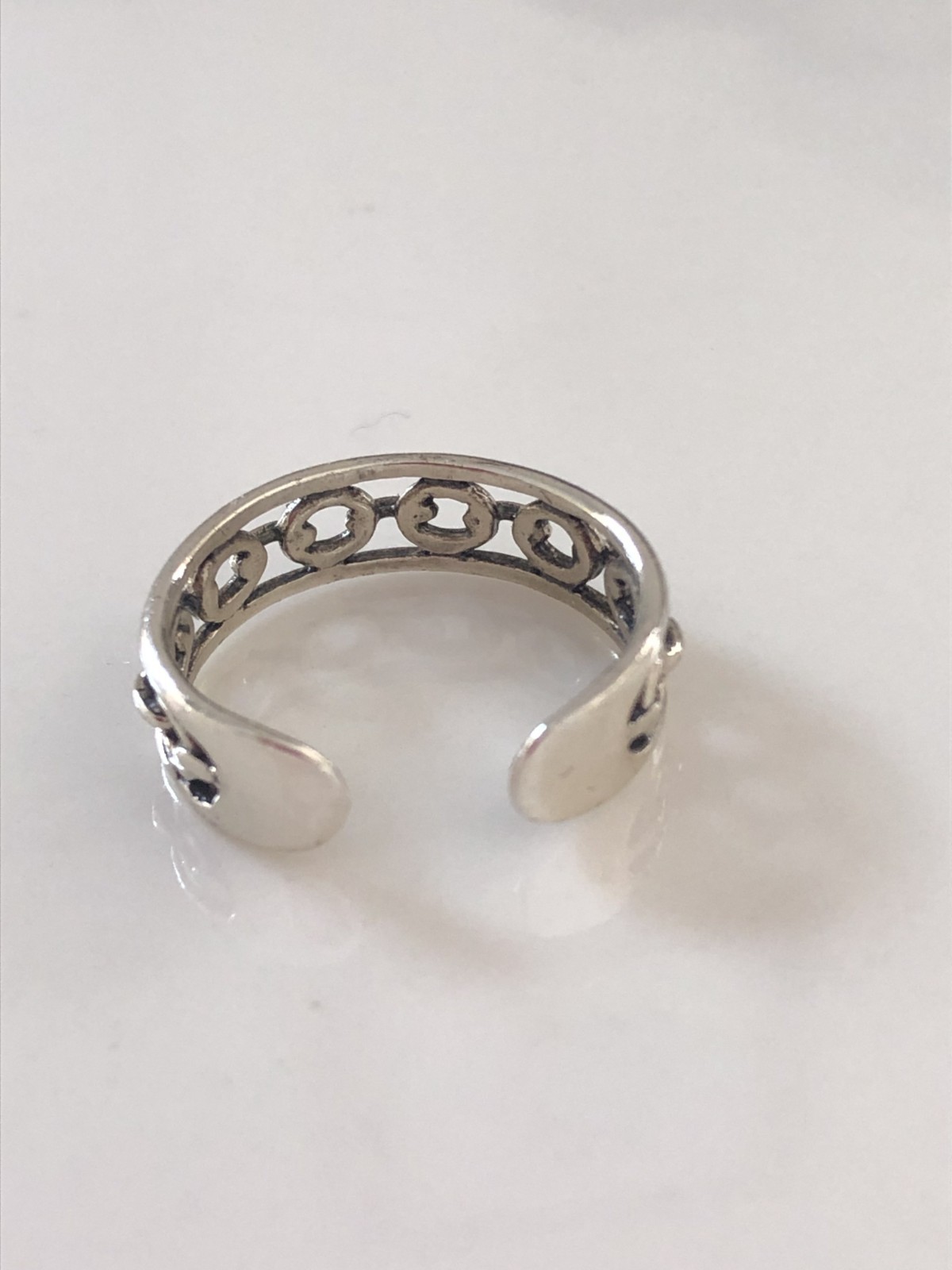 925 Sterling Silver Toe Ring Oval Chain Link Oxidised Midi Ring Adjustable