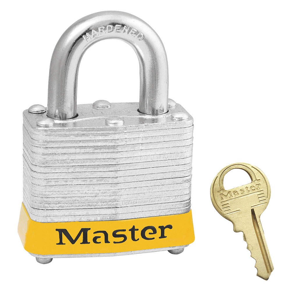 MASTER LOCK 3YLW Lockout Padlock,KD,Yellow,1-1/4"H 5T808