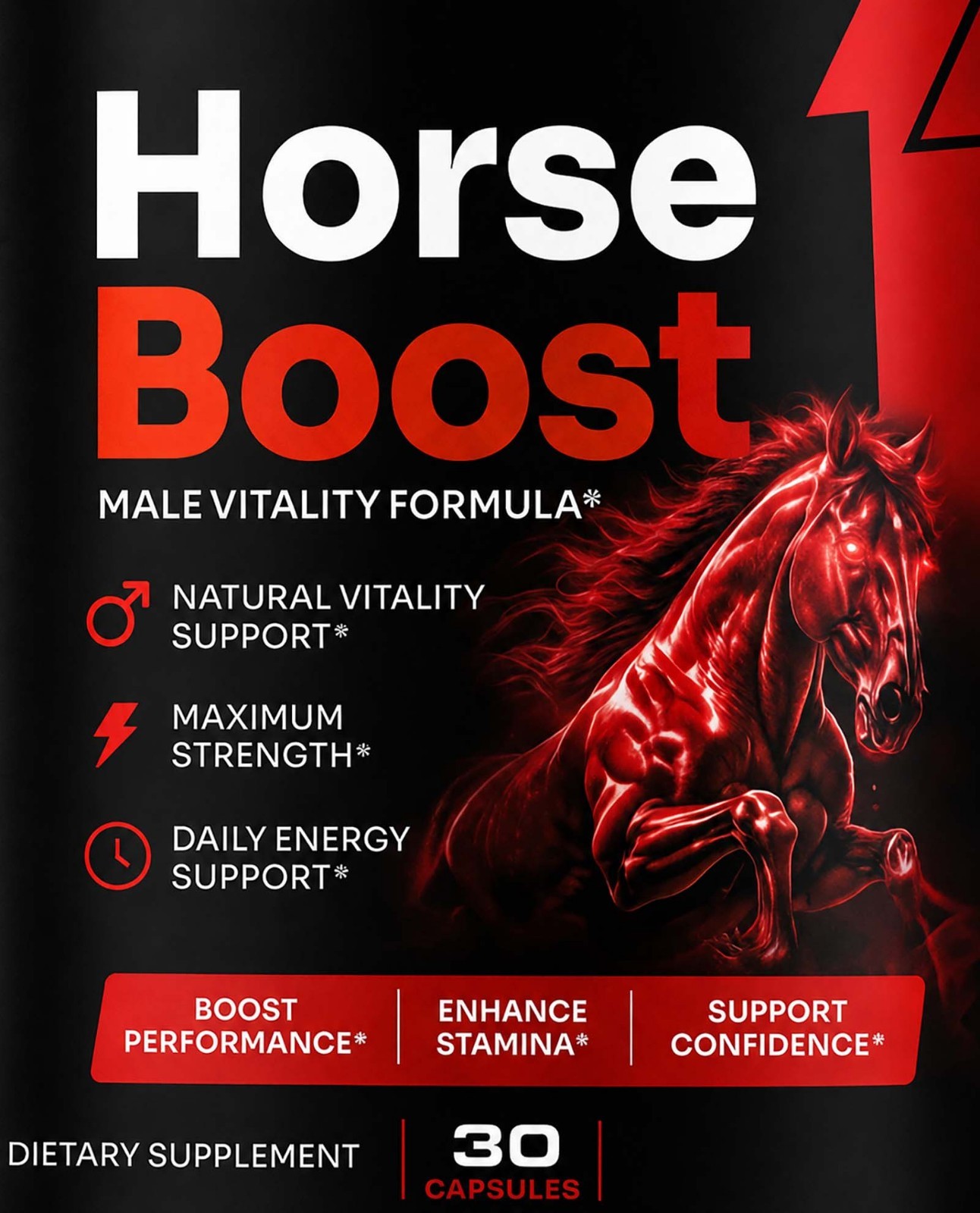 Horse Boost Mens Health Support Dietary Supplement 30 Capsules