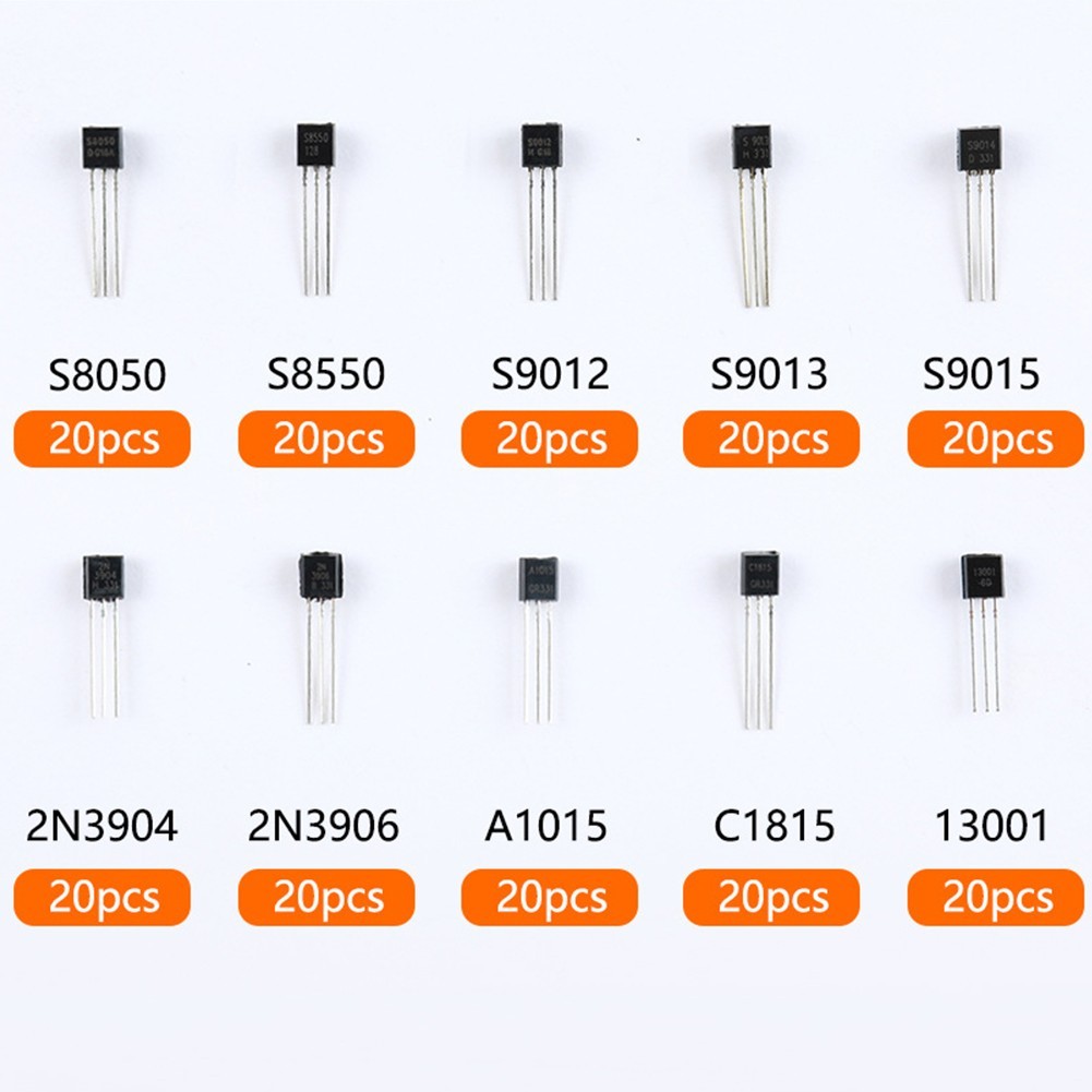 200PCS TO92 Transistors 10 Different Types 20PCS Each for Electronics DIY Work