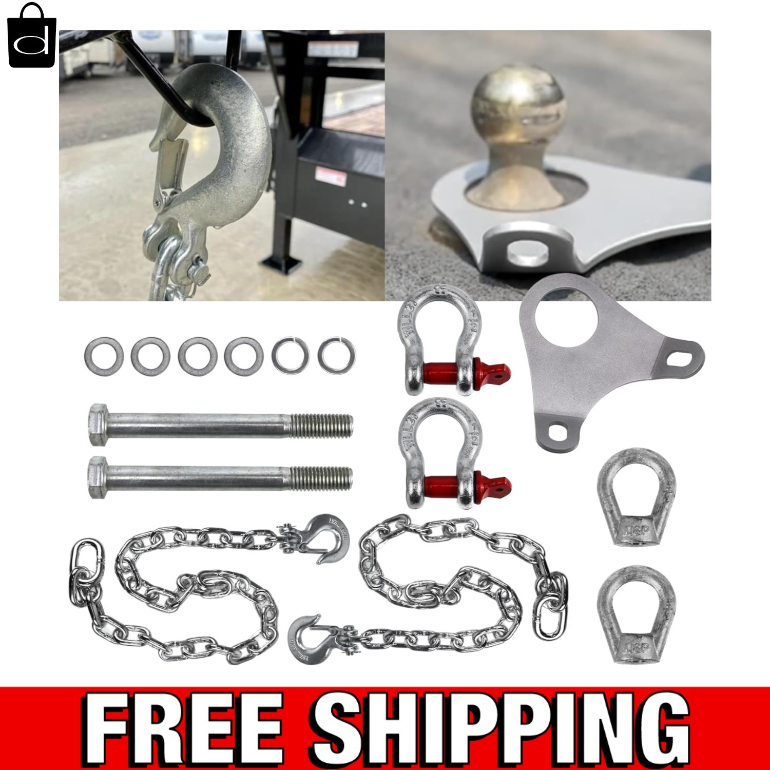 Universal 5th Wheel Safety Chains Kit - Easy Installation & 24000 LB Strength