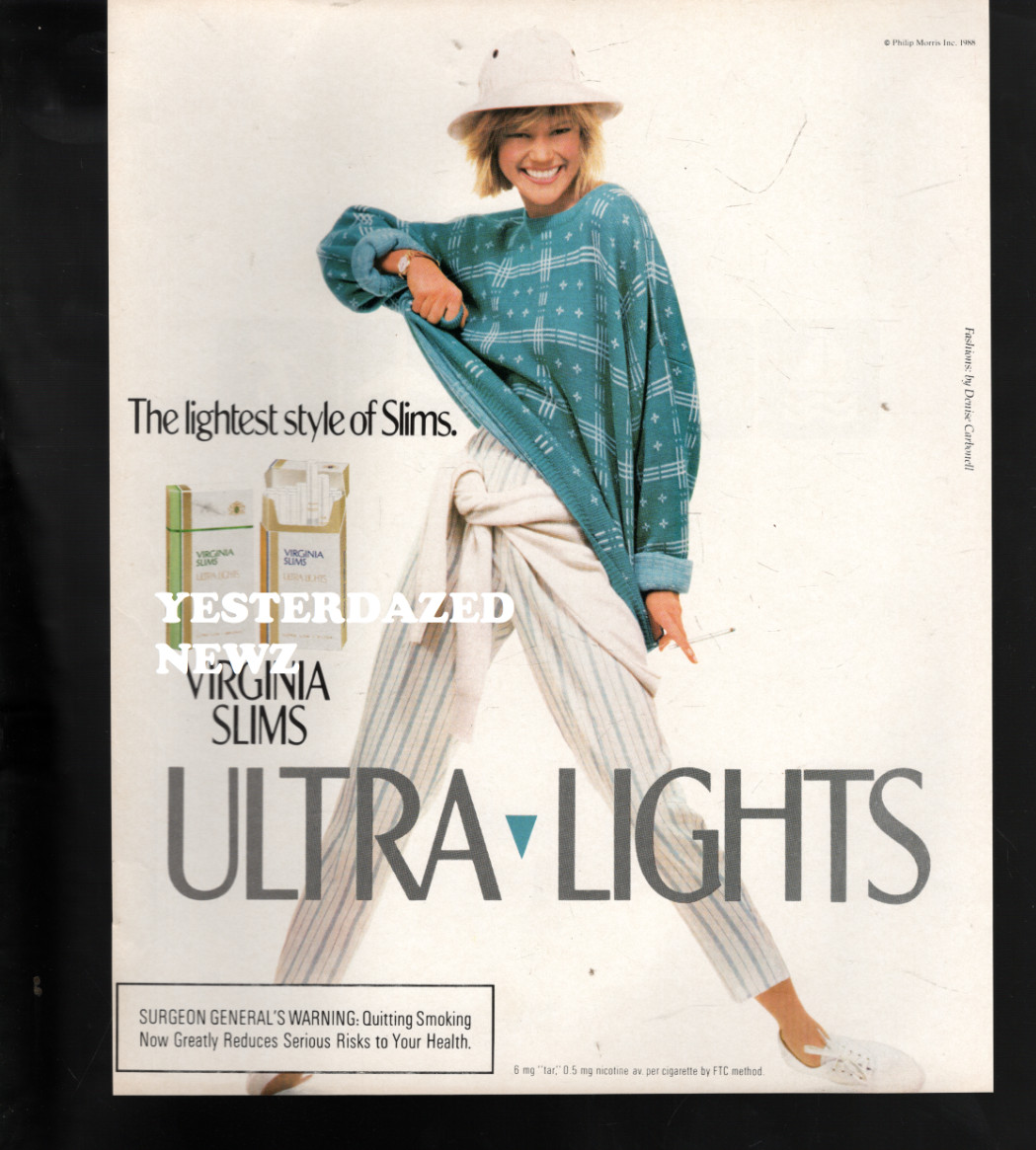 1988 Virginia Slims Ultra-Lights cigarettes Ad - "The lightest style of slims"
