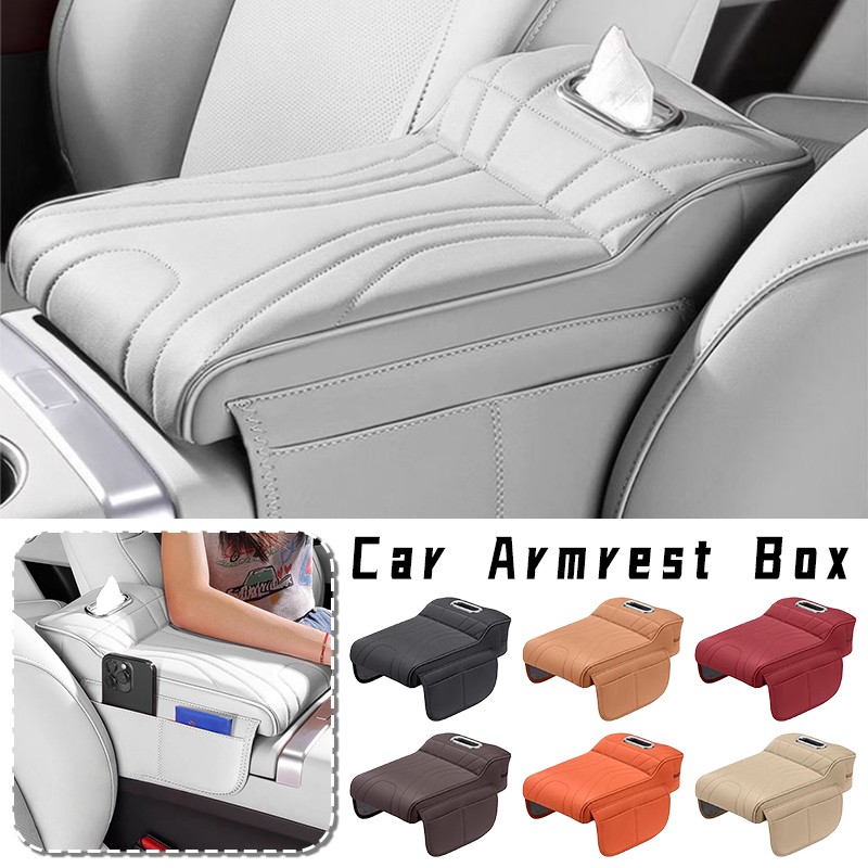 PU Car High-Rise Armrest Box Organizer Car Center Console Tissue Storage
