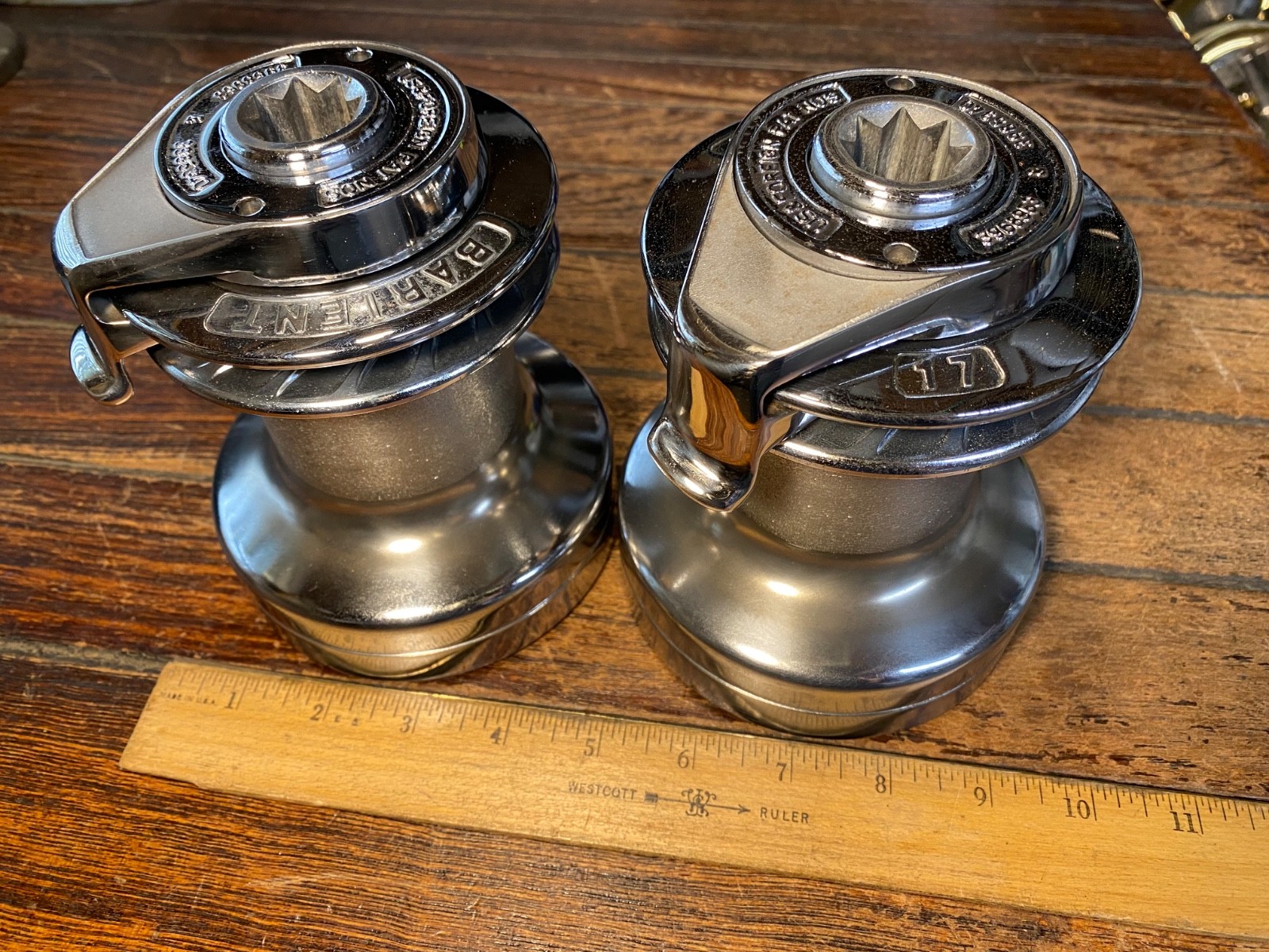 Pair of Barient 17st Self  Tailing Winches 24:1 Power Ratio Chromed Bronze Drums