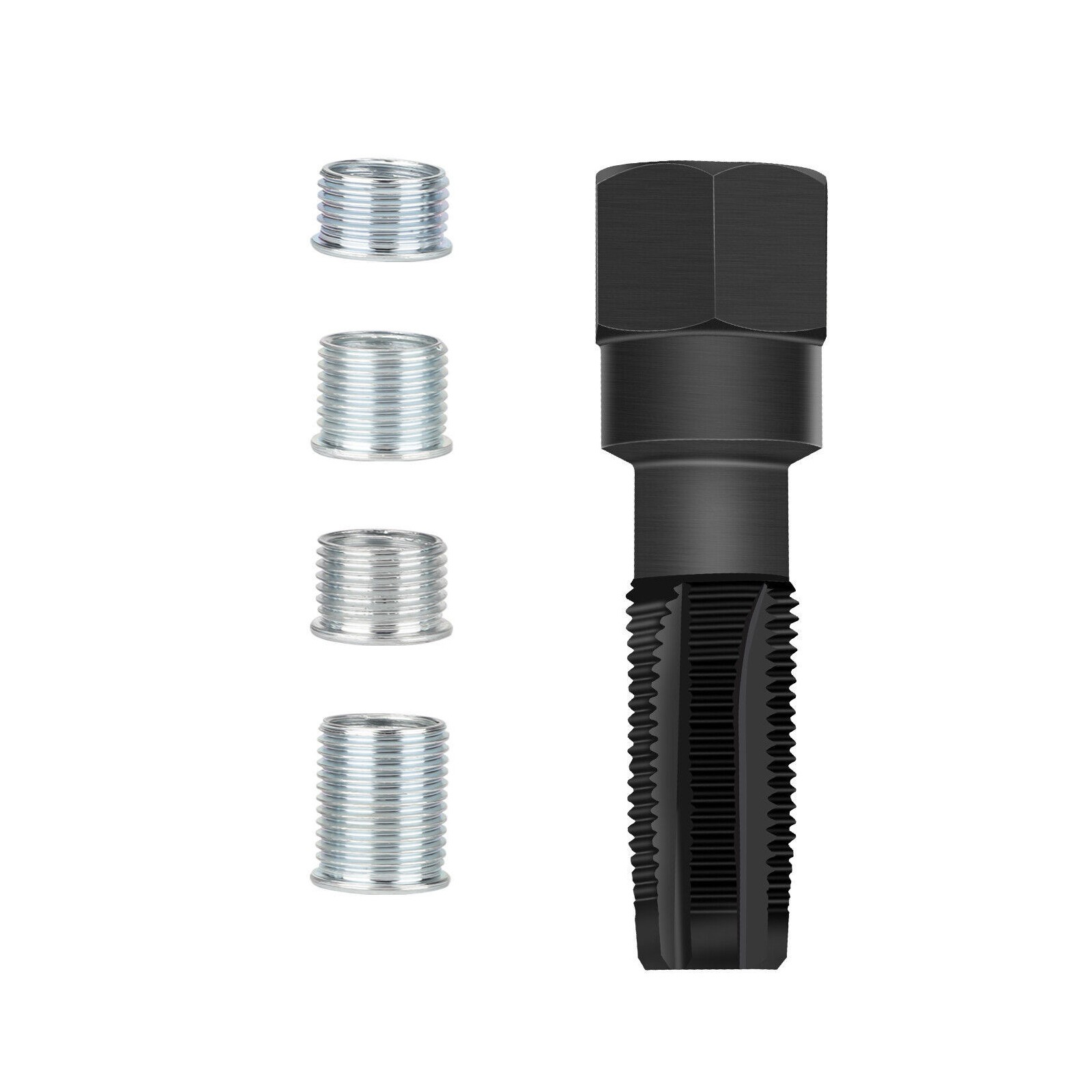 M14 x1.25 Spark Plug Rethread Thread Repair Kit Reamer Tap with 4 Inserts A