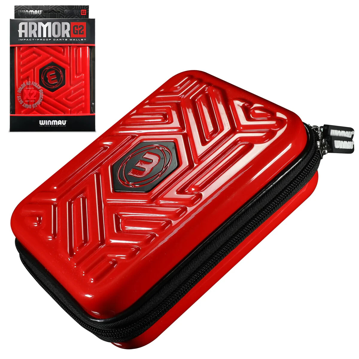 WINMAU ARMOR G2 DART CASE RED 2 SETS LOADED