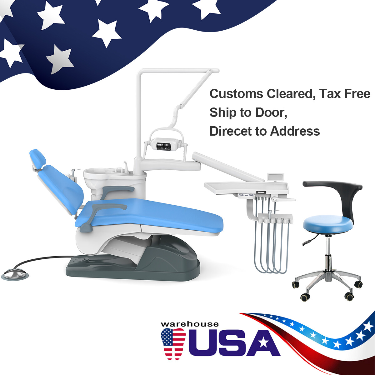 Dental Unit Chair Computer Controlled DC Motor PU Hard Leather /Mobile Cabinet