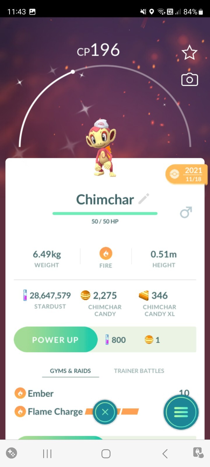 SHINY ✨ CHIMCHAR w/DAWN´S HAT!!! ✨ - PKMN GO!!! - NOT REGISTERED!!!