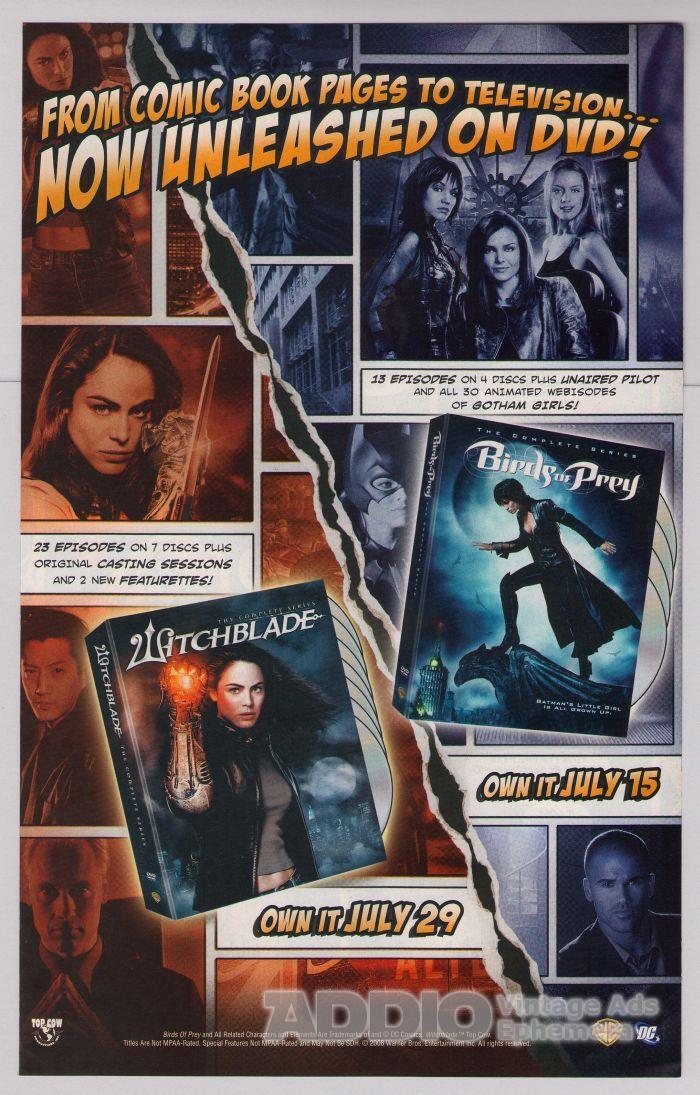 Witchblade / Birds of Prey 2008 PRINT AD Yancy Butler TV series DC Comics DVD