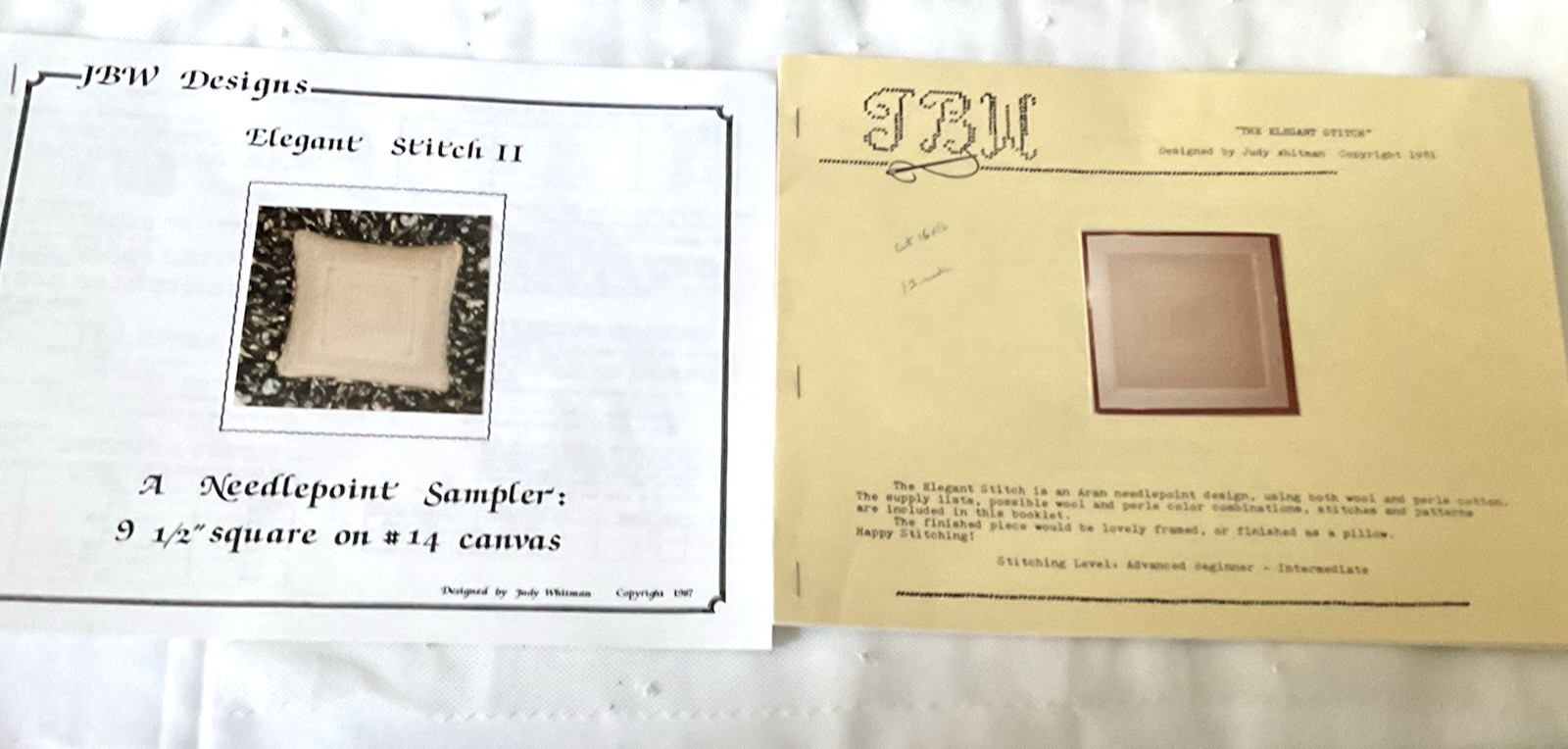 JBW Needlepoint Charts Lot of 2 The Elegant Stitch Elegant Stitch II Note Cover