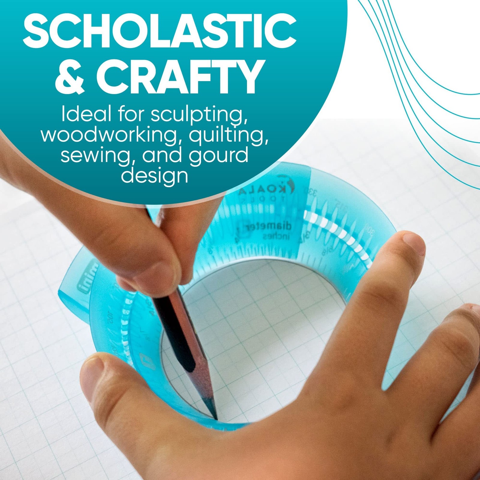 Koala Tools - Mini Ring Ruler for Circle Templates and Surfaces, Circular Rul...