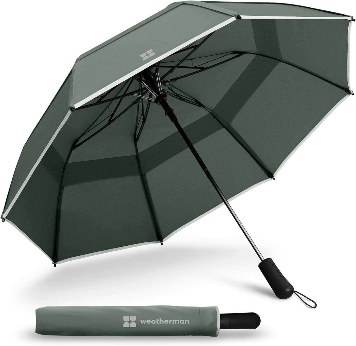 Weatherman Premium Collapsible Small Travel Umbrella Compact - Sage