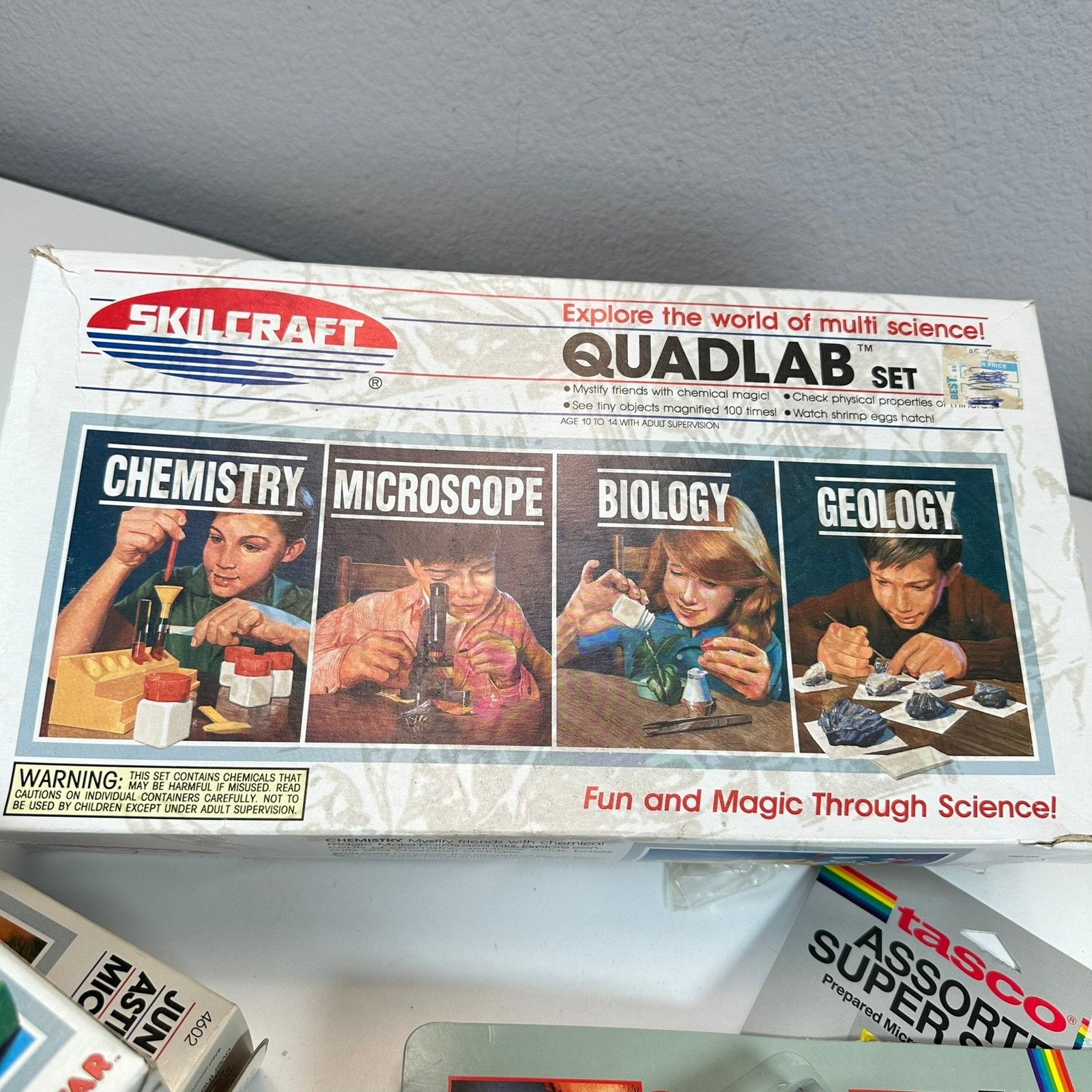 VTG SET Skillcraft Quadlab Tasco Microscope Slides Astronomer Weather SCIENCE
