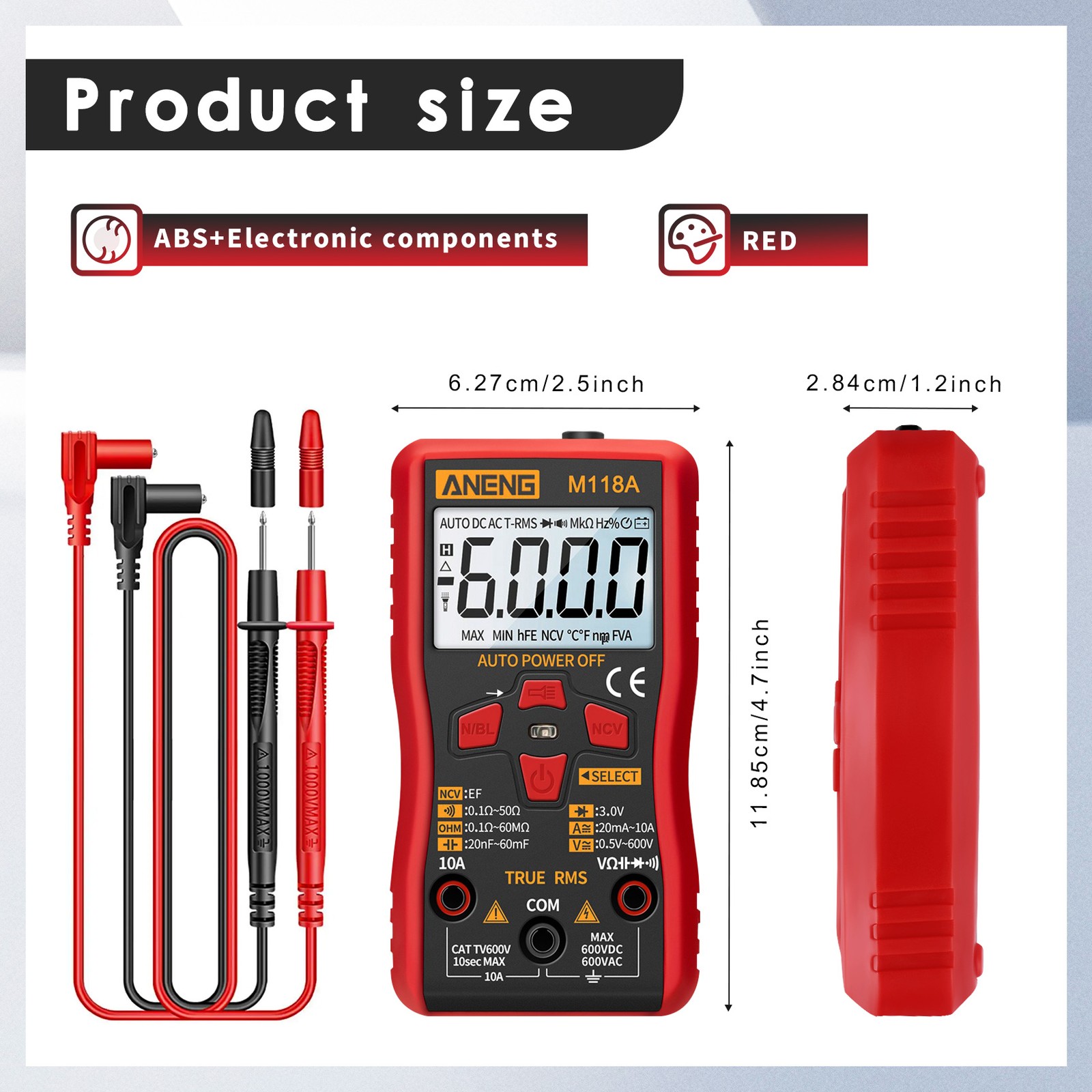 M118A Digital Multimeter Automatic True RMS Tester 6000 Counts6180