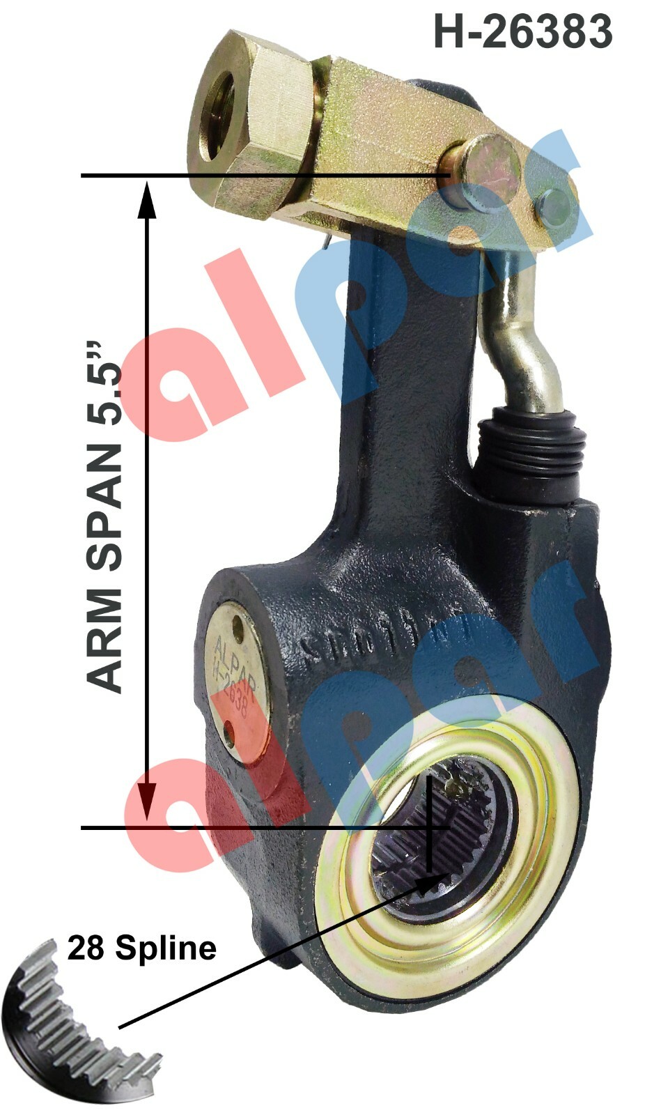 slack adjuster Automatic 28 Spline 5.5in. For Mack Volvo 808413 AS1140, 138.2810