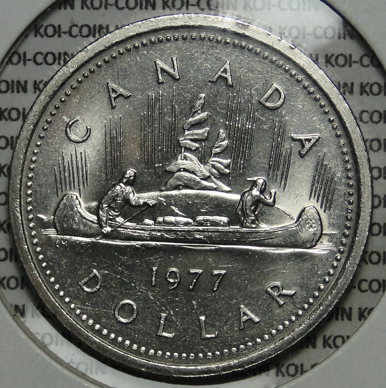 Canada 1977 large dollar $1 Voyageur nickel lightly circulated