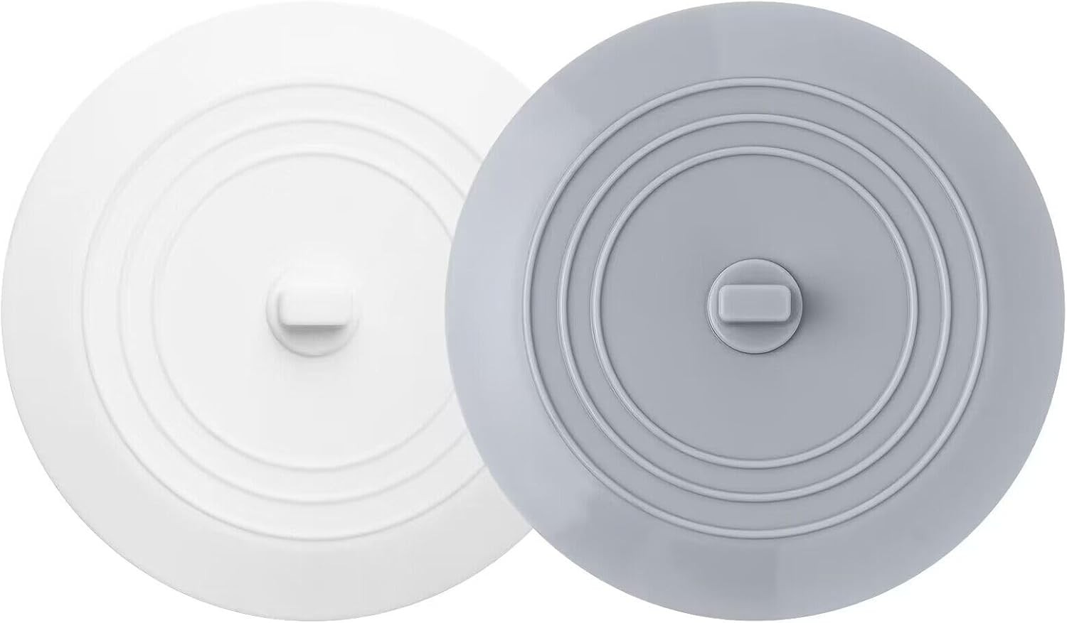 Vaincre 2PCS Bathtub Drain Stopper - 5" Silicone Kitchen Bathroom Grey+white