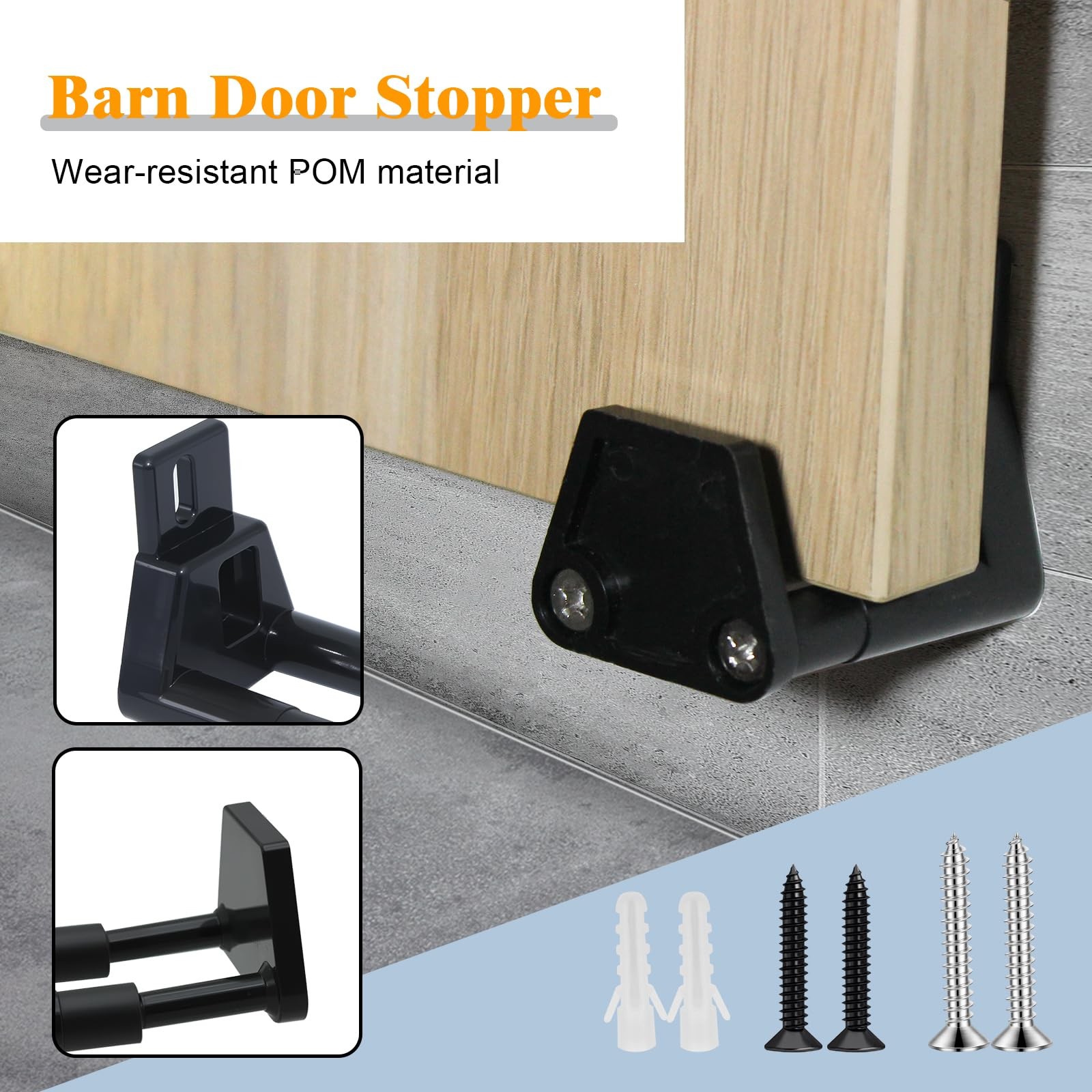 PWEOW Barn Sliding Door Floor Guide, Adjustable Wall Mount 1 Pack