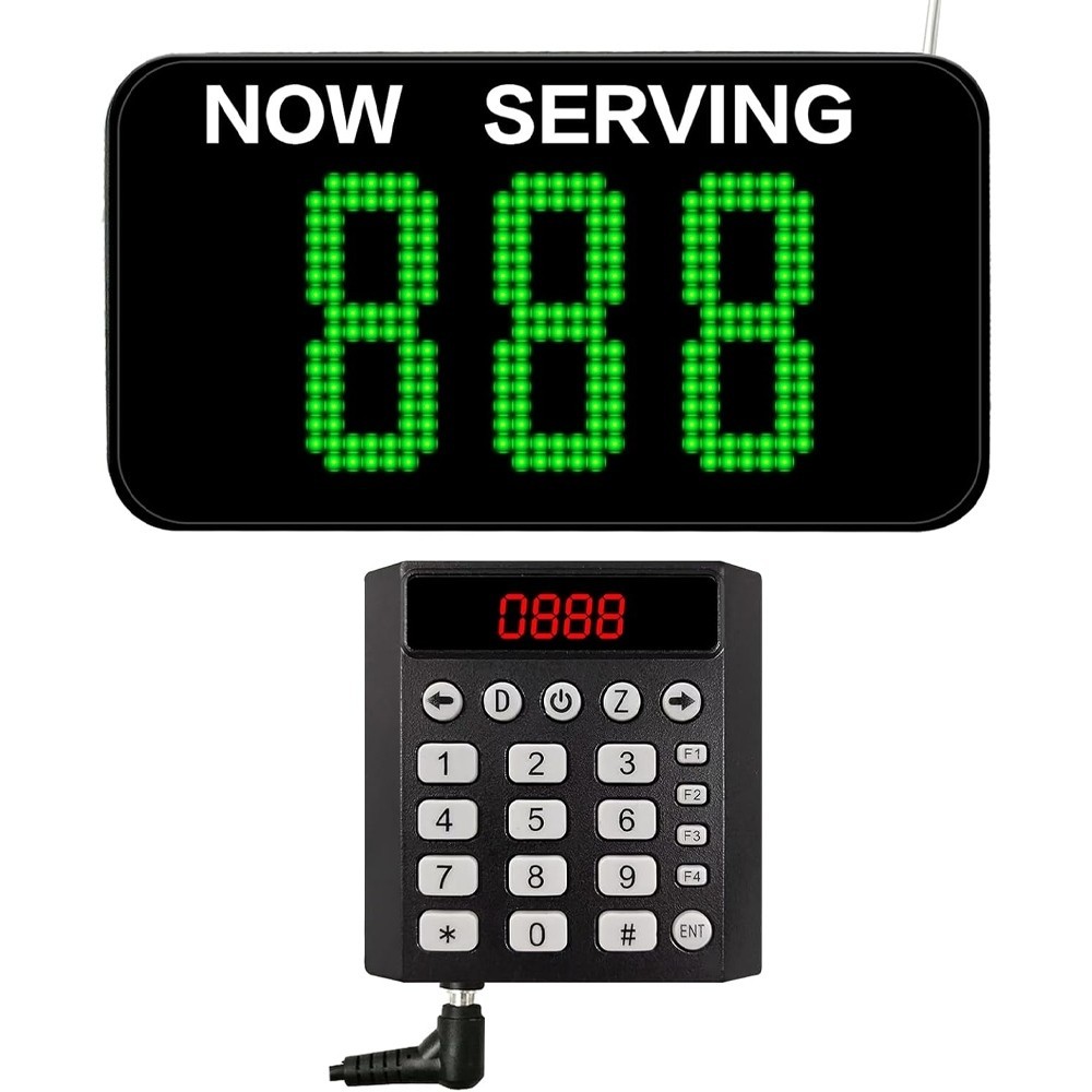 Take a Number System Wireless Queue Calling System Green 3-Digit Ticket Number
