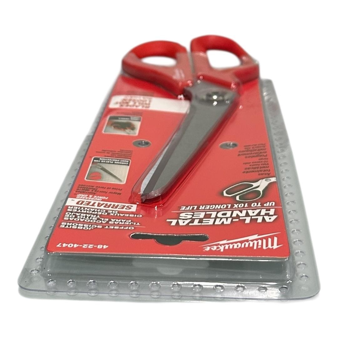 Milwaukee Jobsite Offset Wallpaper Scissors Serrated All-Metal Red 48-22-4047