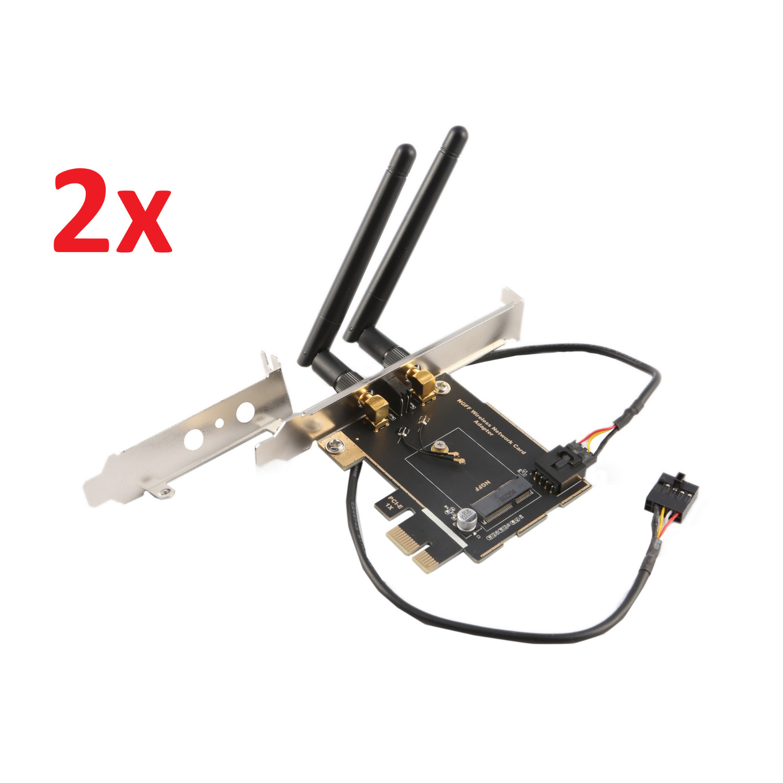 2x HiRO H50341 M.2 NGFF 2230 PCIE PCI-E Adapter Converter 2dBi Antenna Bluetooth