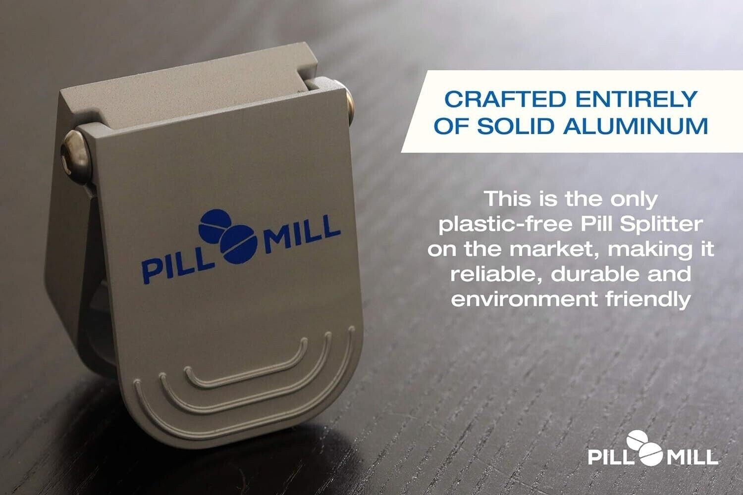 Pill Cutter Splitter with Pill Box by - Blade That Will Never Dull - Grip Handle