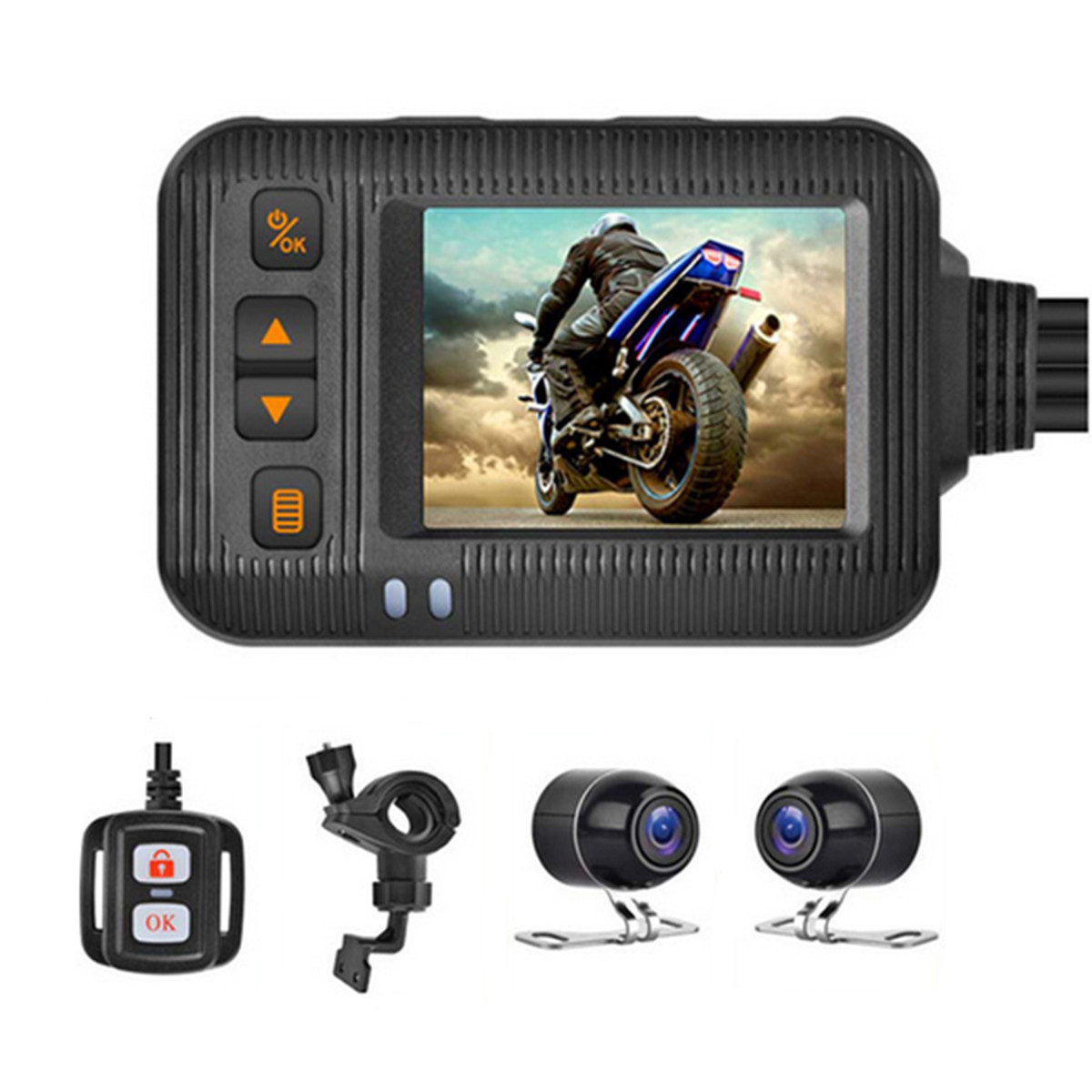 HD Dash Cam Motorcycle 2in Dual Lens Front Rear View Camera DVR Video Recorder