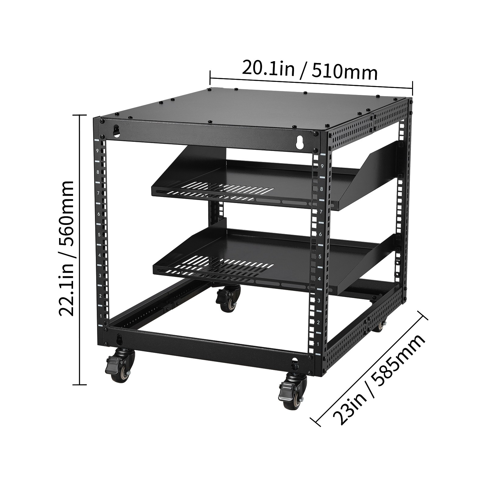 Uimoso 9U Adjustable 4-Post Open Frame Server Rack for Network Equipment