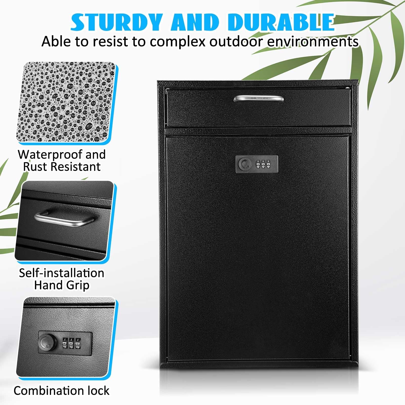 Wall Mount Mailbox with Combination Lock Large Locking Security Mailbox for O...