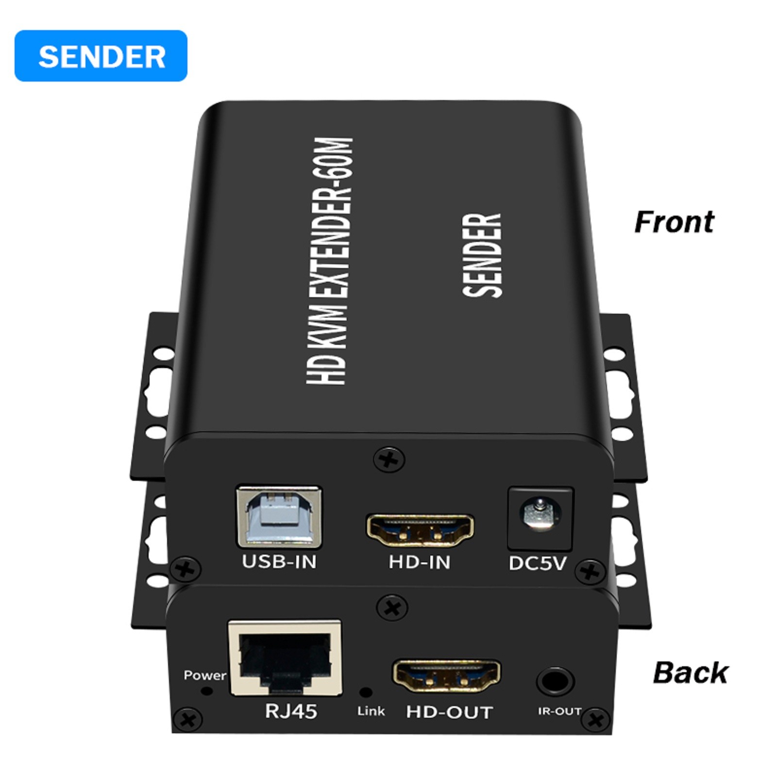 60M Video Extension Hub Adapter HDMI KVM USB-A RJ45 Lan Ethernet Extender