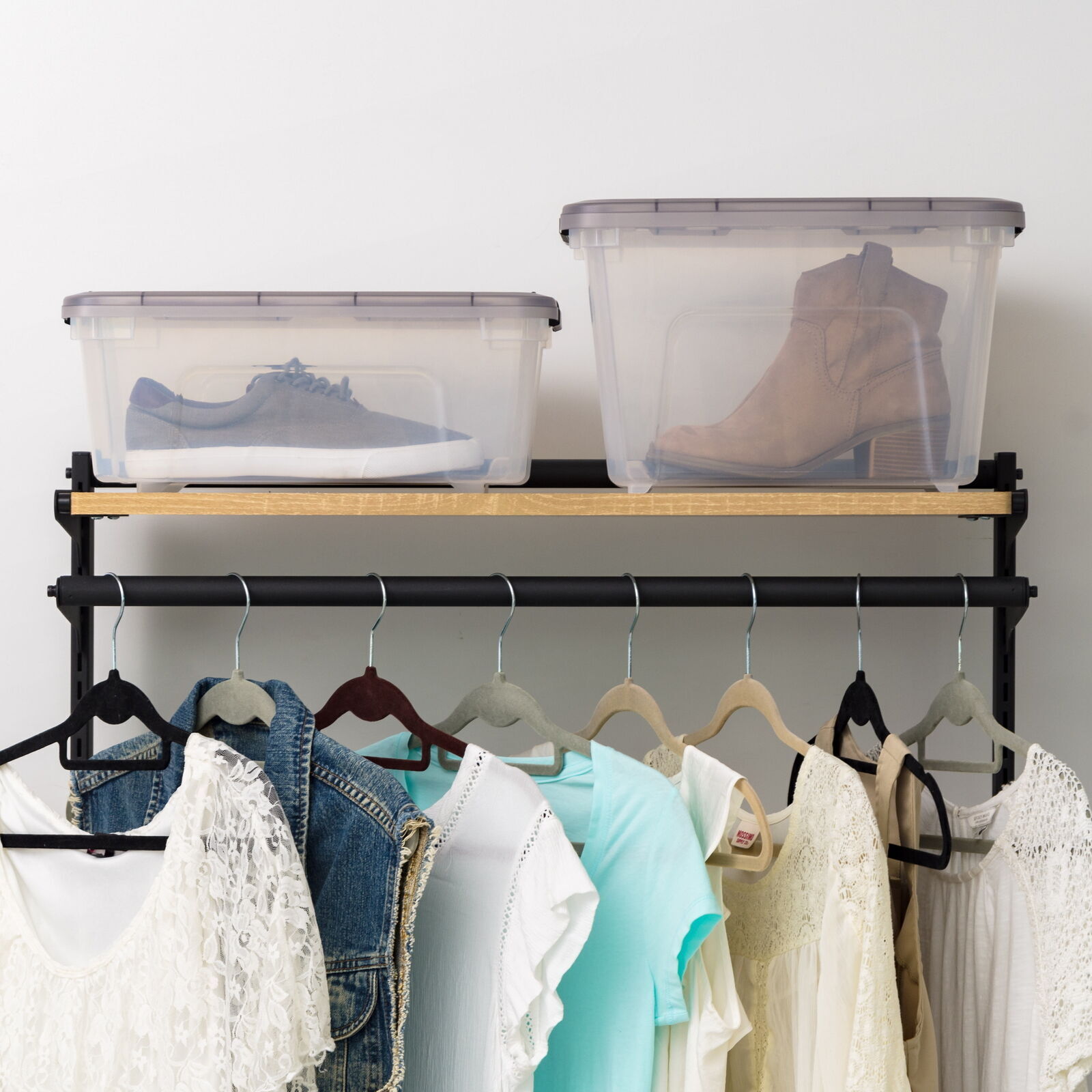 USA 19 Qt Stack & Pull Clear Plastic Storage Box Containers Organzier Bin 5 Pack