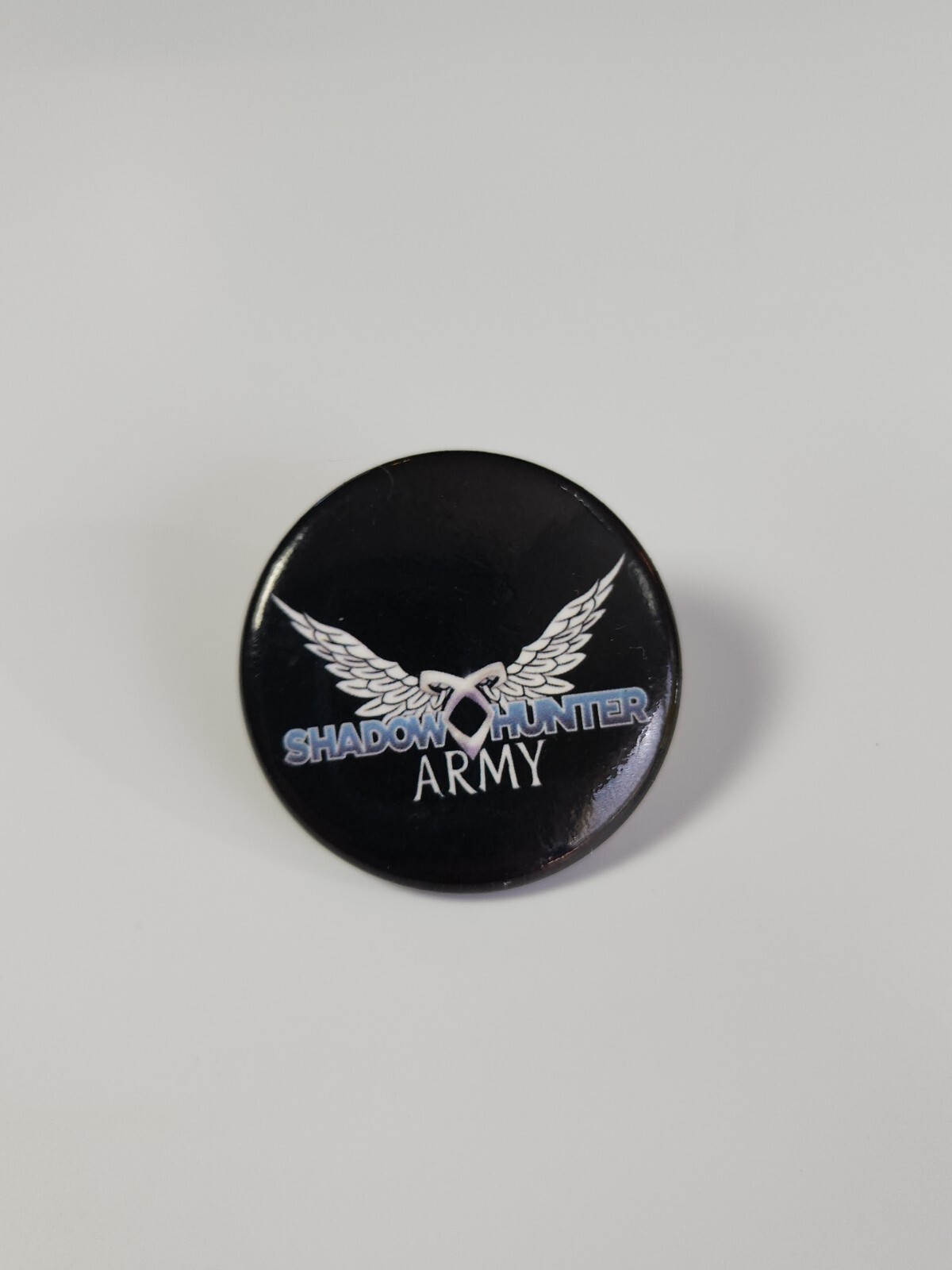 Shadowhunter Army Button Pin Black Background 1.5"