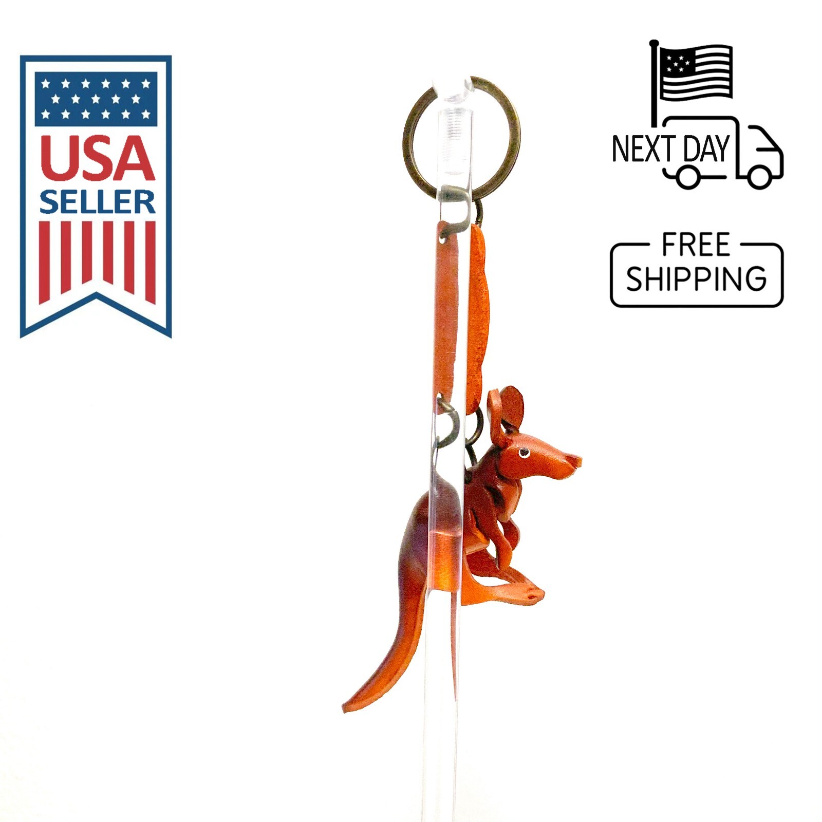 Kangaroo Handmade Leather Keyring