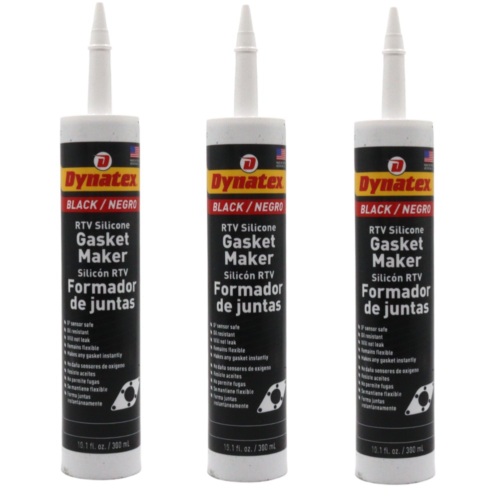 Dynatex Black RTV Gasket Maker 10.1oz Caulk Tube - Sensor Safe, 500°F (3-Pack))