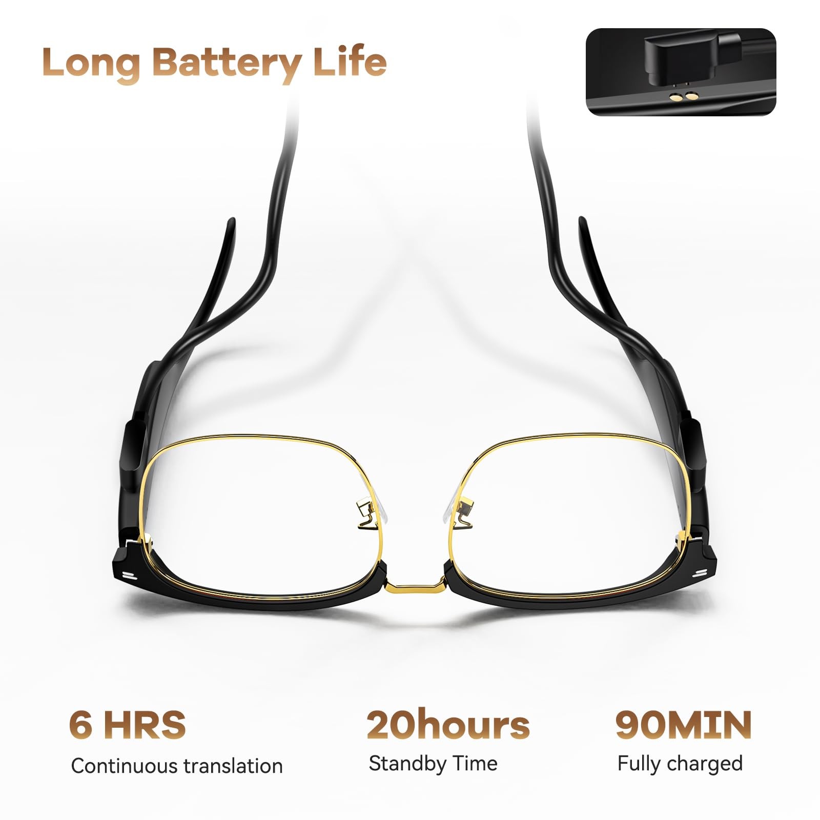 AI Translation Glasses, Wireless Bluetooth Real-Time Translation Glasses, Sim...