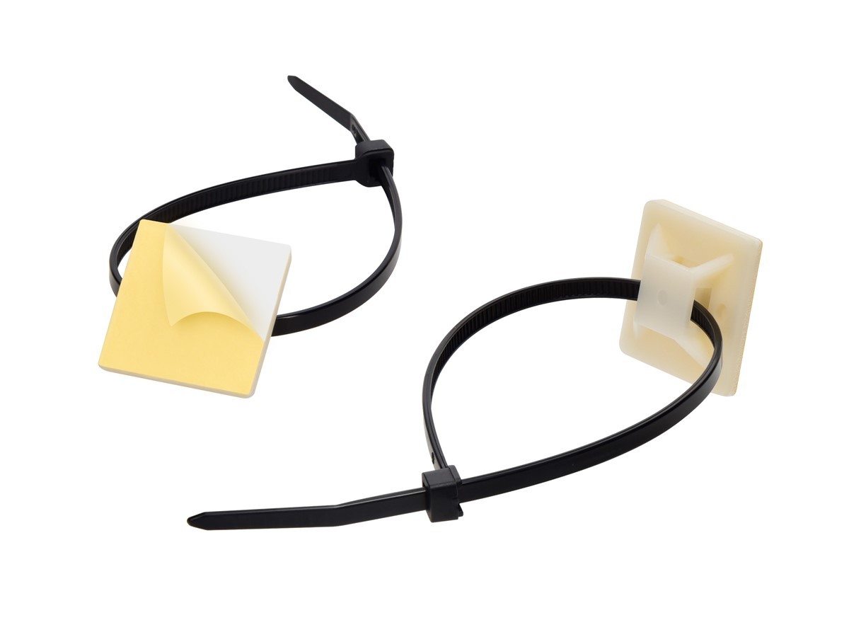 Monoprice Cable Tie Mounts, White, 25x25mm (100Pcs/Pack) Use For Securing Cables