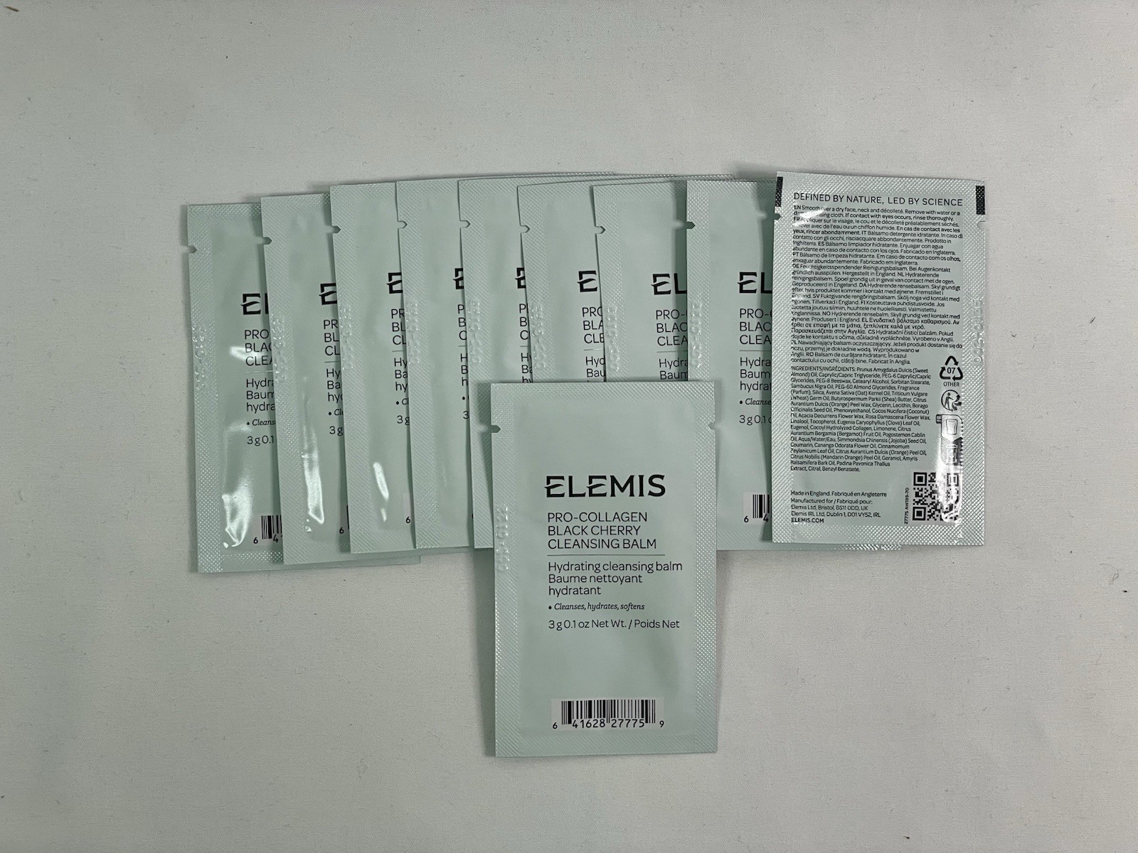 10 Elemis Pro-Collagen Black cherry Cleansing Balm Packets 3g 0.1 oz NEW