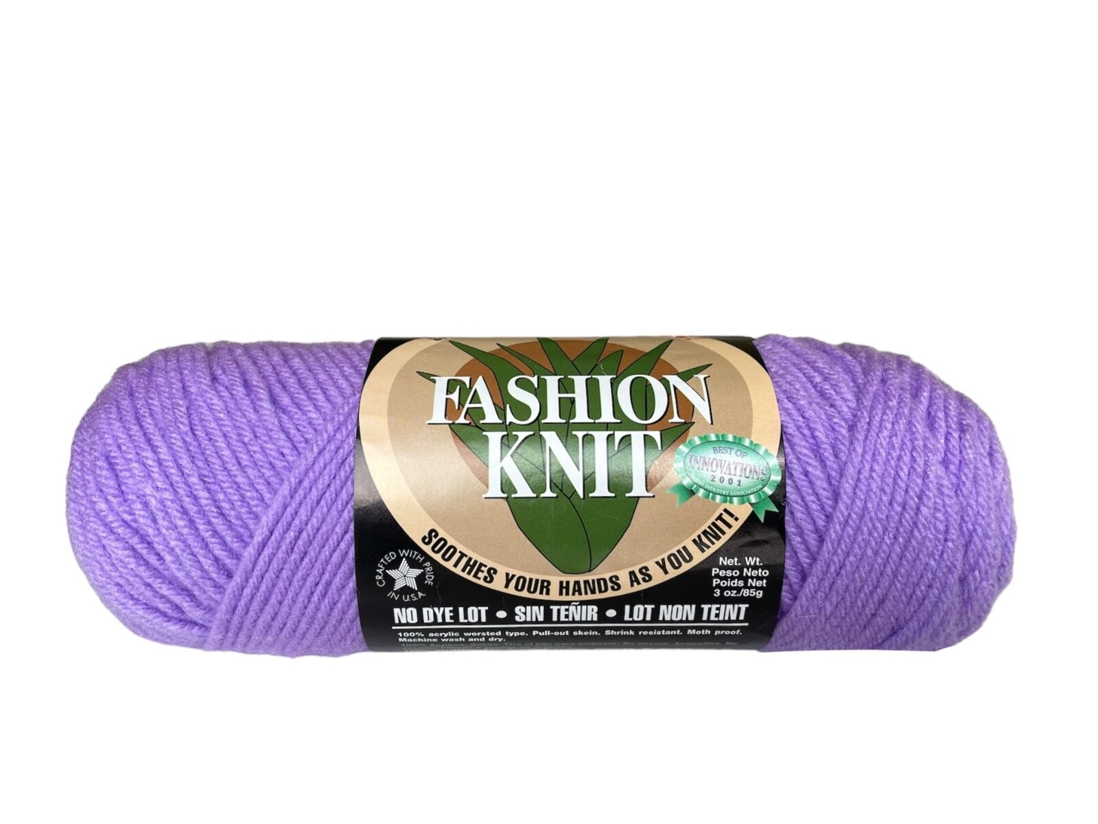 Fashion Knit 4 ply acrylic yarn Lavender Lilac Purple 3oz. 100% Acrylic