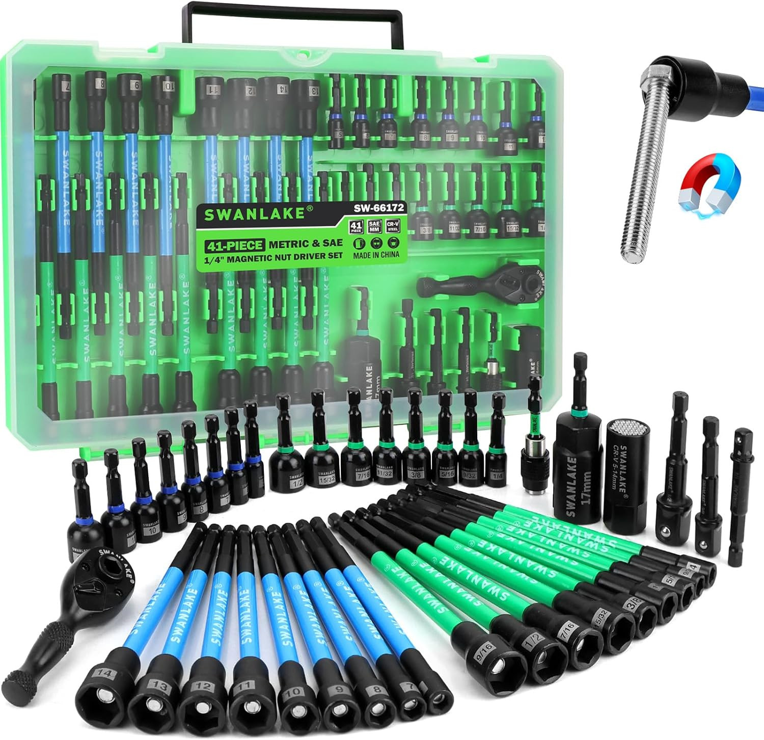 41-Piece Magnetic Nut Driver Set for Impact Drill Metric & SAE, Impact Socket Ad