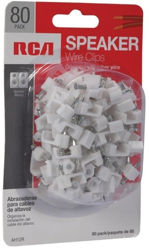 RCA AH12R Speaker Wire Clips with Nails 80 Count (White) [New Speaker] Audioph