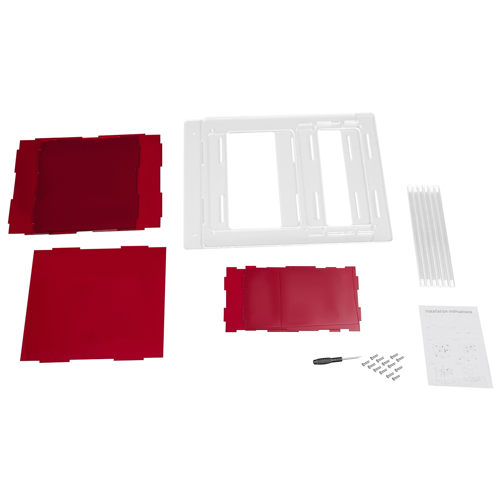 Red Acrylic Side Table, Acrylic Nightstand, Rectangle Storage Shelf