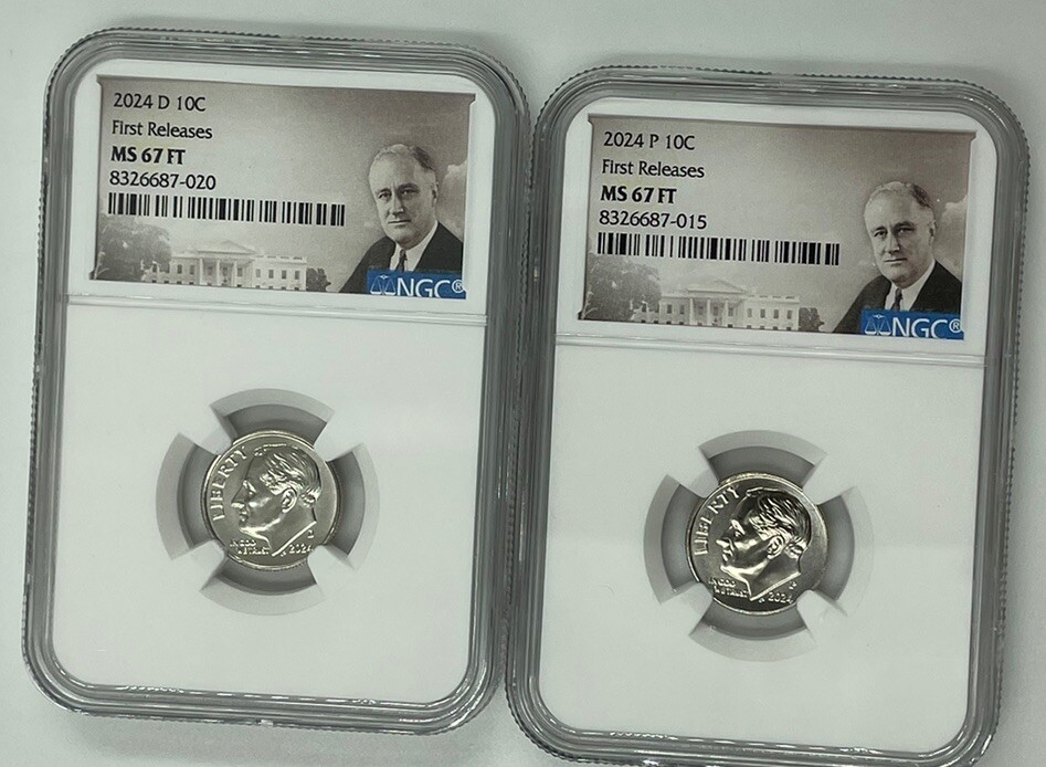 2024 PD ROOSEVELT DIME 10C NGC MS67 P D 2 COIN SET 🔥FIRST RELEASES 🔥