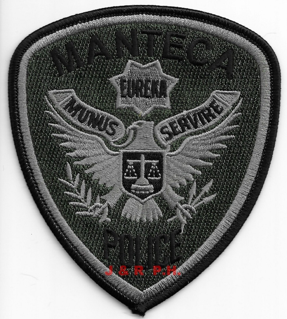 Manteca "EUREK - dark", California (4" x 4.5") shoulder police patch (fire)